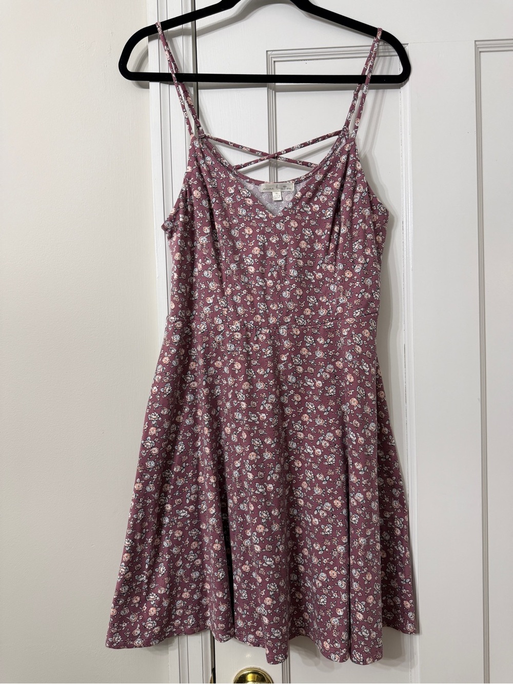 nine britton Dusty Mauve Floral Strappy Mini Dress